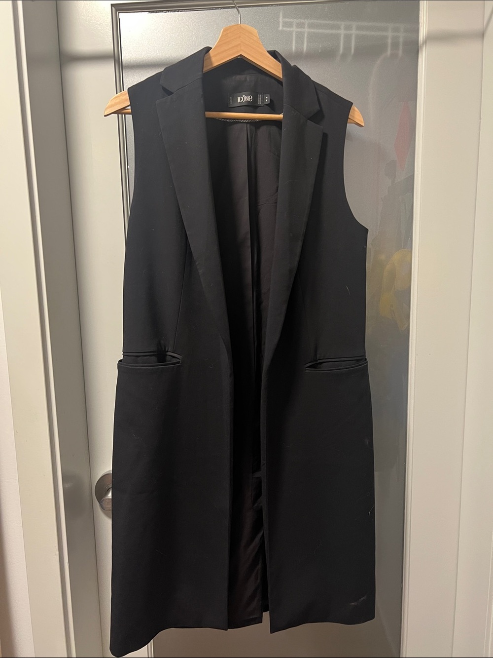 ICON Black Sleeveless Longline Blazer Vest